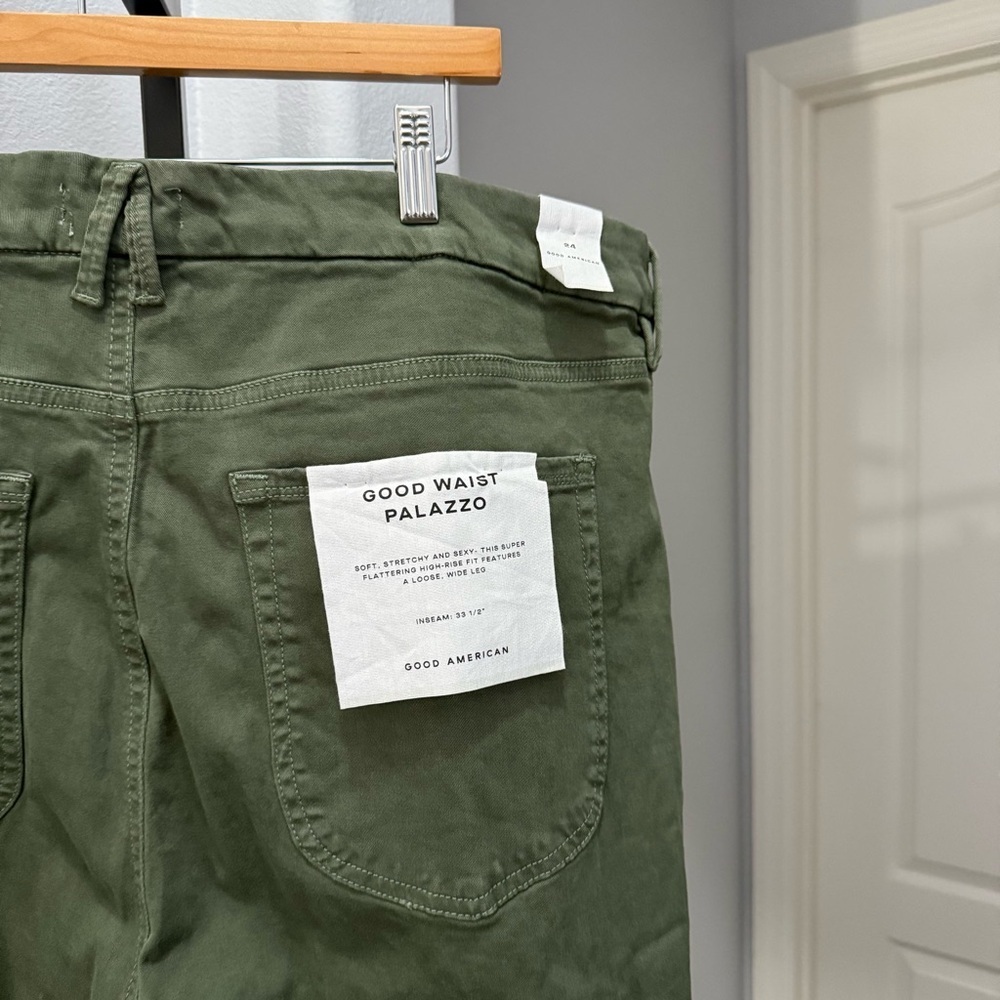 Good American Women's Size 24 Green Good Waist Palazzo Wide Leg Pant Jeans - Picture 9 of 11